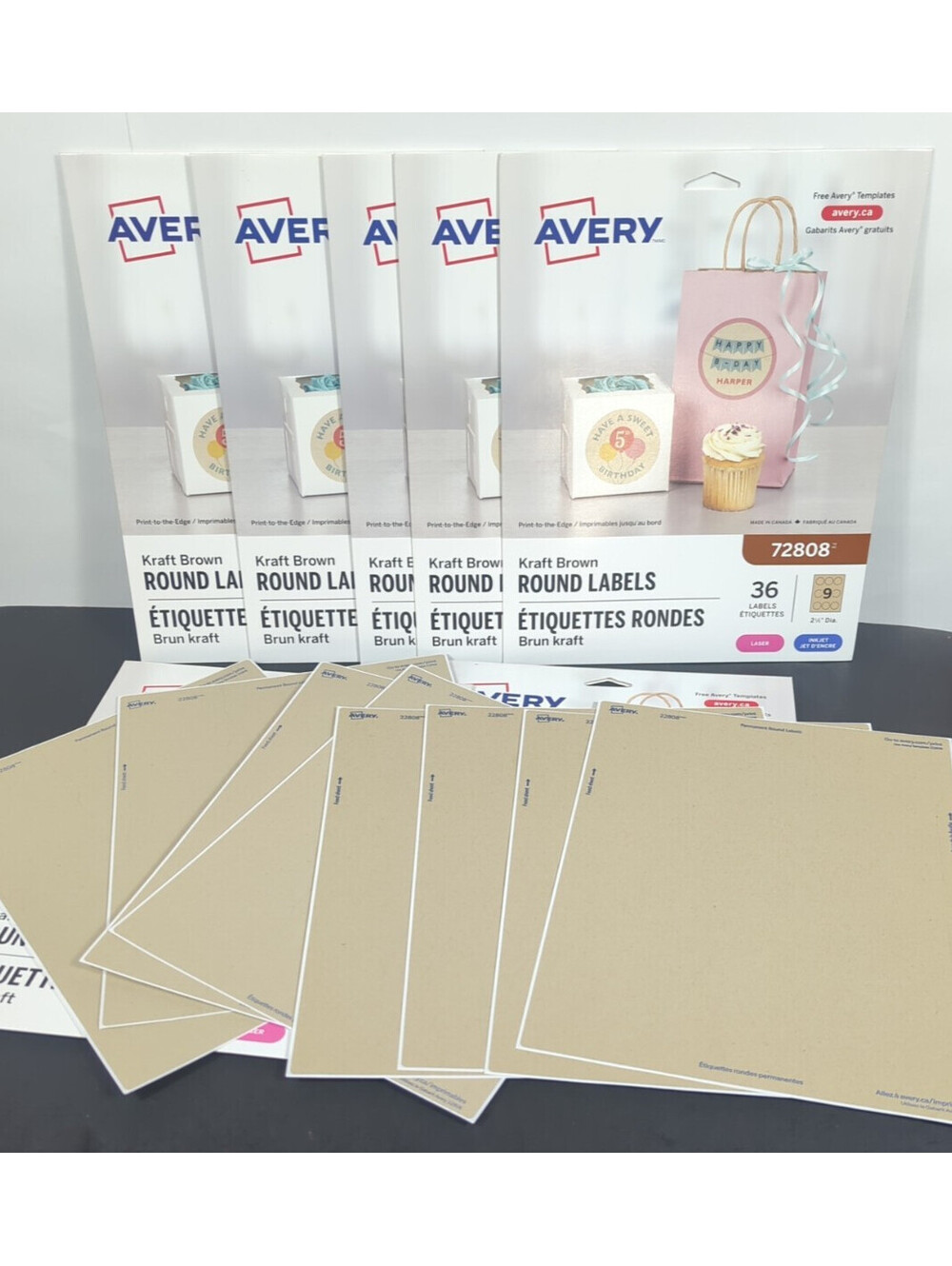 Avery Kraft Brown Round Labels Mega-Bundle (7 Packs)
